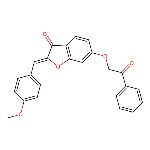 (2Z)-2-(4-methoxybenzylidene)-6-(2-oxo-2-phenylethoxy)-1-benzofuran-3(2H)-one structure