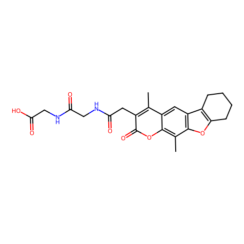 2-(2-(2-(4,11-dimethyl-2-oxo-6,7,8,9-tetrahydro-2H-benzofuro[3,2-g]chromen-3-yl)acetamido)acetamido)acetic acid structure
