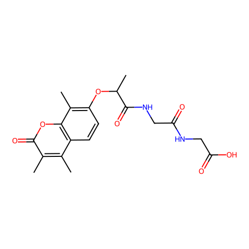 N-{2-[(3,4,8-trimethyl-2-oxo-2H-chromen-7-yl)oxy]propanoyl}glycylglycine structure