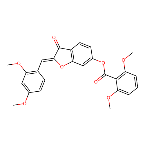 (Z)-2-(2,4-dimethoxybenzylidene)-3-oxo-2,3-dihydrobenzofuran-6-yl 2,6-dimethoxybenzoate structure