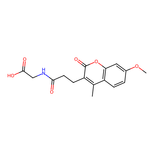 N-[3-(7-methoxy-4-methyl-2-oxo-2H-chromen-3-yl)propanoyl]glycine structure