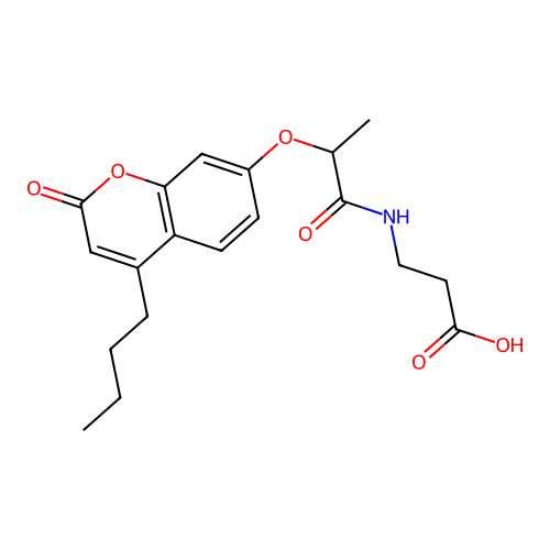 N-{2-[(4-butyl-2-oxo-2H-chromen-7-yl)oxy]propanoyl}-beta-alanine structure