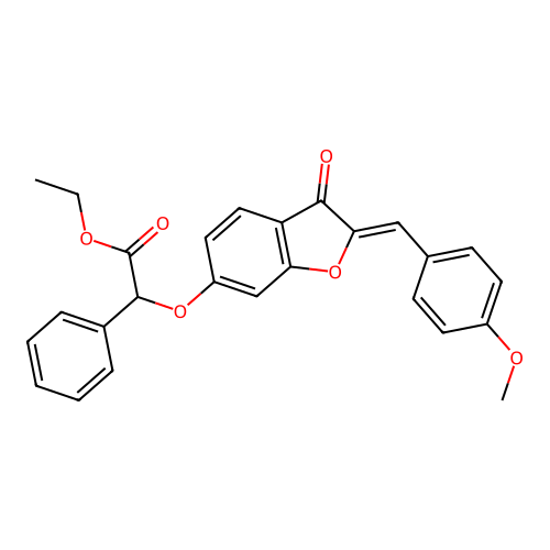 (Z)-ethyl 2-((2-(4-methoxybenzylidene)-3-oxo-2,3-dihydrobenzofuran-6-yl)oxy)-2-phenylacetate structure