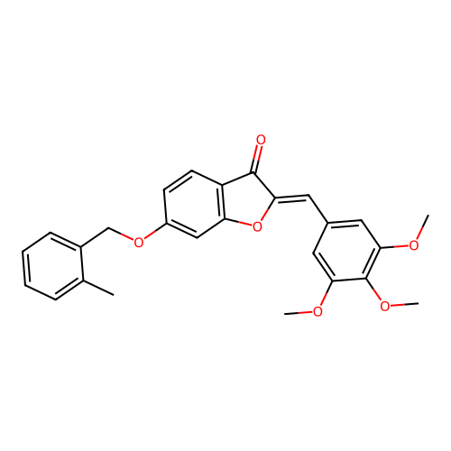 (2Z)-6-[(2-methylbenzyl)oxy]-2-(3,4,5-trimethoxybenzylidene)-1-benzofuran-3(2H)-one structure