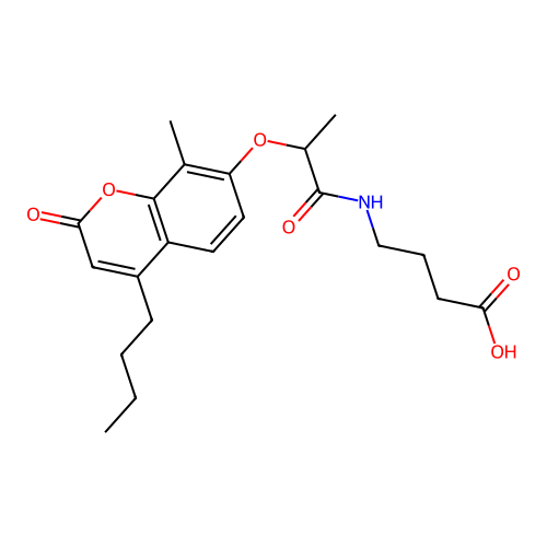 4-({2-[(4-butyl-8-methyl-2-oxo-2H-chromen-7-yl)oxy]propanoyl}amino)butanoic acid structure