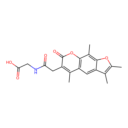 2-(2-(2,3,5,9-tetramethyl-7-oxo-7H-furo[3,2-g]chromen-6-yl)acetamido)acetic acid structure