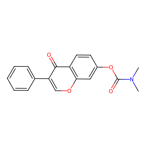 4-oxo-3-phenyl-4H-chromen-7-yl dimethylcarbamate structure