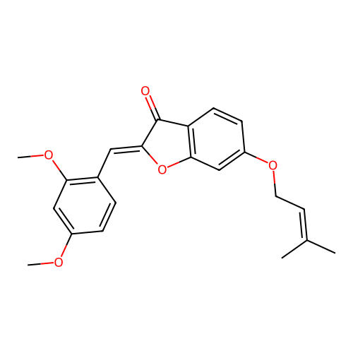 (Z)-2-(2,4-dimethoxybenzylidene)-6-((3-methylbut-2-en-1-yl)oxy)benzofuran-3(2H)-one structure