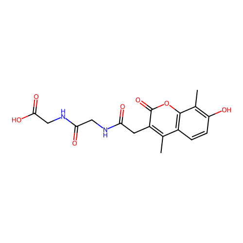 2-(2-(2-(7-hydroxy-4,8-dimethyl-2-oxo-2H-chromen-3-yl)acetamido)acetamido)acetic acid structure