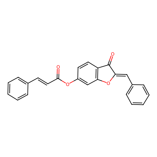 (Z)-2-benzylidene-3-oxo-2,3-dihydrobenzofuran-6-yl cinnamate structure