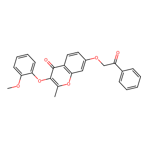 3-(2-methoxyphenoxy)-2-methyl-7-(2-oxo-2-phenylethoxy)-4H-chromen-4-one structure