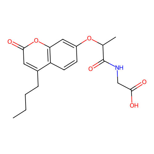 N-{2-[(4-butyl-2-oxo-2H-chromen-7-yl)oxy]propanoyl}glycine structure