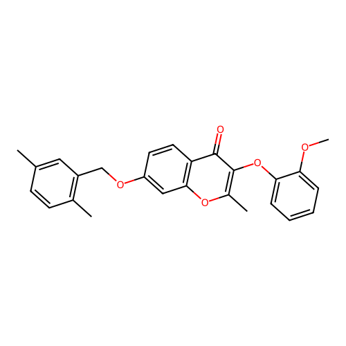 7-[(2,5-Dimethylphenyl)methoxy]-3-(2-methoxyphenoxy)-2-methylchromen-4-one structure
