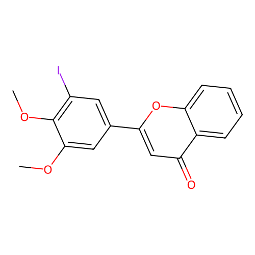 2-(3-iodo-4,5-dimethoxyphenyl)-4H-chromen-4-one structure