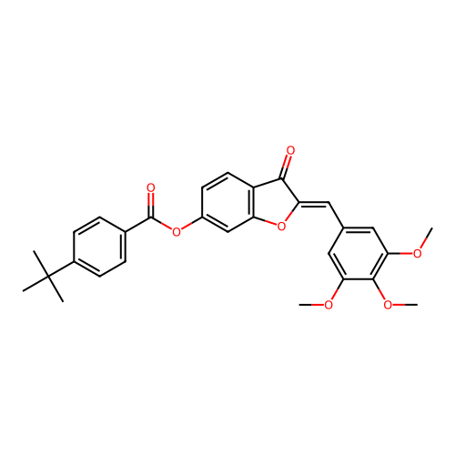 (2Z)-3-oxo-2-(3,4,5-trimethoxybenzylidene)-2,3-dihydro-1-benzofuran-6-yl 4-tert-butylbenzoate structure