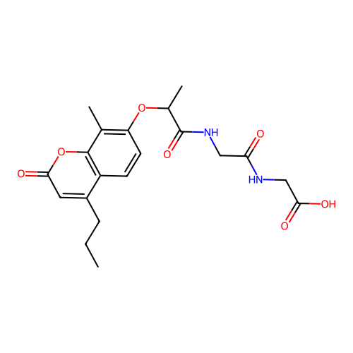 N-{2-[(8-methyl-2-oxo-4-propyl-2H-chromen-7-yl)oxy]propanoyl}glycylglycine structure