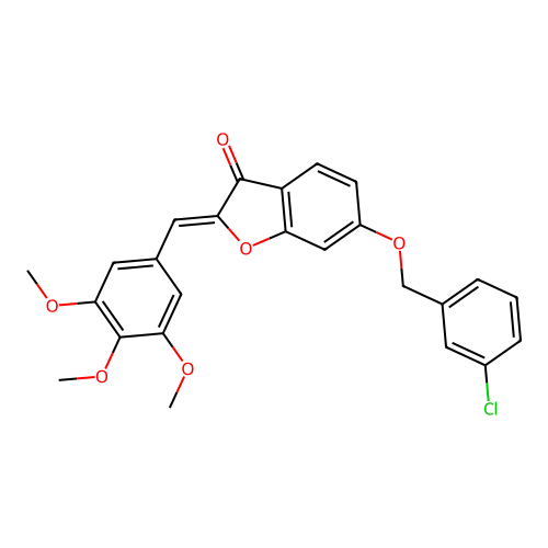 (Z)-6-((3-chlorobenzyl)oxy)-2-(3,4,5-trimethoxybenzylidene)benzofuran-3(2H)-one structure