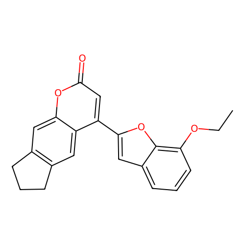 4-(7-ethoxybenzofuran-2-yl)-7,8-dihydrocyclopenta[g]chromen-2(6H)-one structure