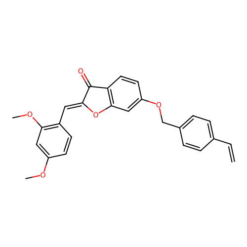 (Z)-2-(2,4-dimethoxybenzylidene)-6-((4-vinylbenzyl)oxy)benzofuran-3(2H)-one structure