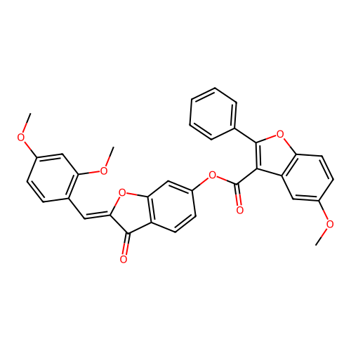 (Z)-2-(2,4-dimethoxybenzylidene)-3-oxo-2,3-dihydrobenzofuran-6-yl 5-methoxy-2-phenylbenzofuran-3-carboxylate structure