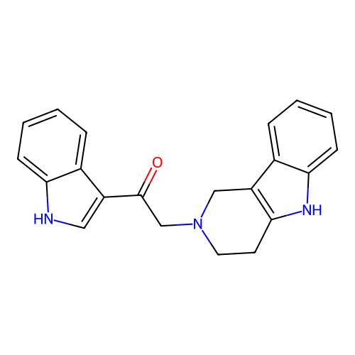 1-(1H-indol-3-yl)-2-(1,3,4,5-tetrahydropyrido[4,3-b]indol-2-yl)ethanone structure
