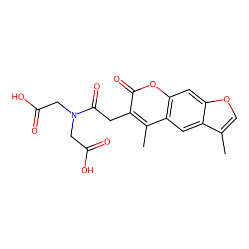 2,2'-((2-(3,5-dimethyl-7-oxo-7H-furo[3,2-g]chromen-6-yl)acetyl)azanediyl)diacetic acid structure