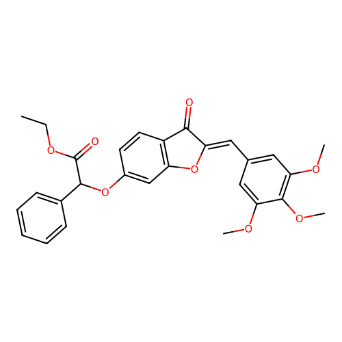 (Z)-ethyl 2-((3-oxo-2-(3,4,5-trimethoxybenzylidene)-2,3-dihydrobenzofuran-6-yl)oxy)-2-phenylacetate structure