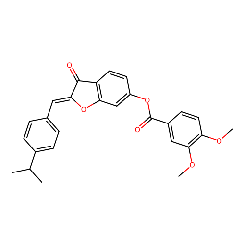 (Z)-2-(4-isopropylbenzylidene)-3-oxo-2,3-dihydrobenzofuran-6-yl 3,4-dimethoxybenzoate structure