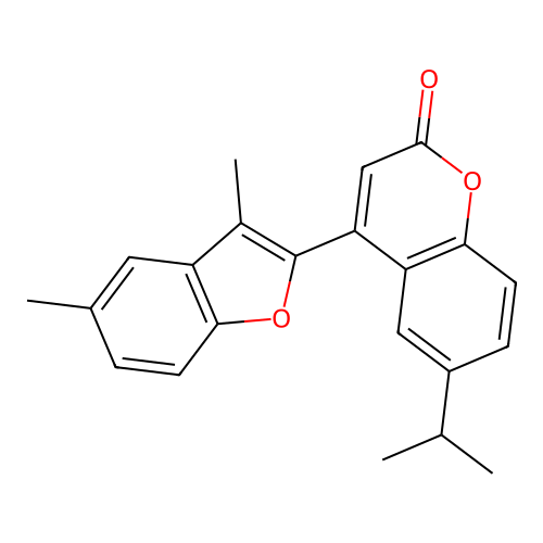4-(3,5-dimethyl-1-benzofuran-2-yl)-6-(propan-2-yl)-2H-chromen-2-one structure