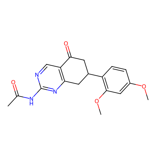 N-[7-(2,4-dimethoxyphenyl)-5-oxo-5,6,7,8-tetrahydroquinazolin-2-yl]acetamide structure