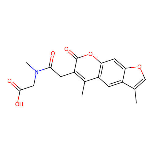 2-(2-(3,5-dimethyl-7-oxo-7H-furo[3,2-g]chromen-6-yl)-N-methylacetamido)acetic acid structure
