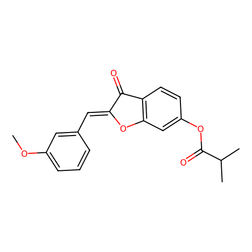 (Z)-2-(3-methoxybenzylidene)-3-oxo-2,3-dihydrobenzofuran-6-yl isobutyrate structure