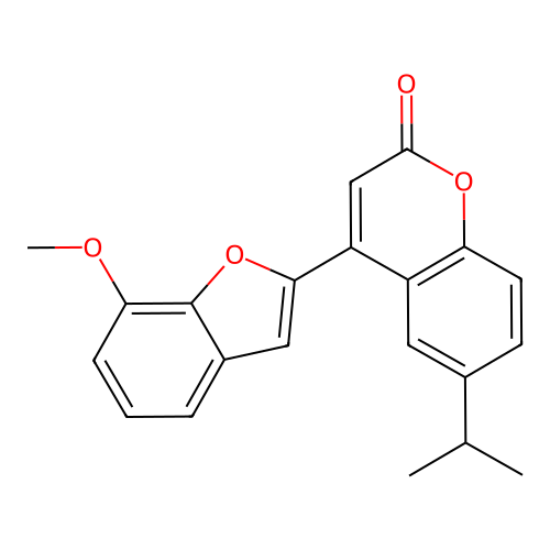 4-(7-methoxy-1-benzofuran-2-yl)-6-(propan-2-yl)-2H-chromen-2-one structure