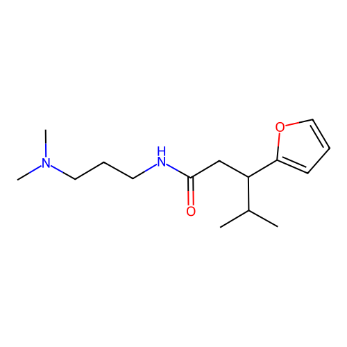 N-[3-(dimethylamino)propyl]-3-(furan-2-yl)-4-methylpentanamide structure