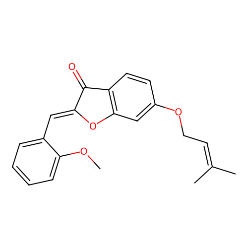 (Z)-2-(2-methoxybenzylidene)-6-((3-methylbut-2-en-1-yl)oxy)benzofuran-3(2H)-one structure
