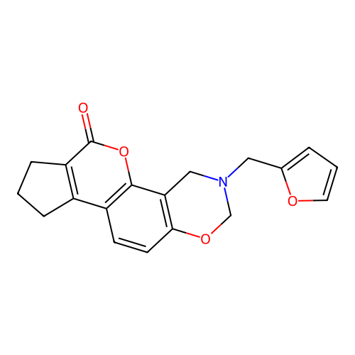 3-(2-furylmethyl)-3,4,8,9-tetrahydro-2H-cyclopenta[3,4]chromeno[8,7-e][1,3]oxazin-6(7H)-one structure