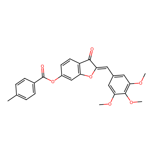 (2Z)-3-oxo-2-(3,4,5-trimethoxybenzylidene)-2,3-dihydro-1-benzofuran-6-yl 4-methylbenzoate structure