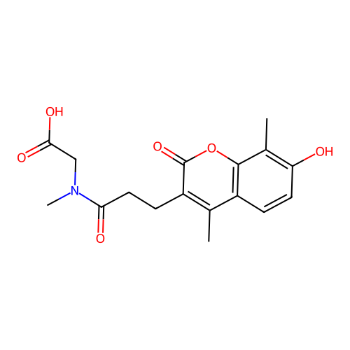 N-[3-(7-hydroxy-4,8-dimethyl-2-oxo-2H-chromen-3-yl)propanoyl]-N-methylglycine structure