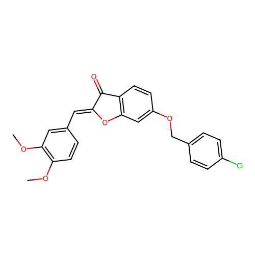 (Z)-6-((4-chlorobenzyl)oxy)-2-(3,4-dimethoxybenzylidene)benzofuran-3(2H)-one structure
