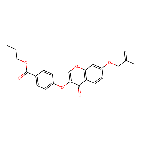 propyl 4-({7-[(2-methylprop-2-en-1-yl)oxy]-4-oxo-4H-chromen-3-yl}oxy)benzoate structure