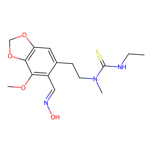 (E)-3-ethyl-1-(2-(6-((hydroxyimino)methyl)-7-methoxybenzo[d][1,3]dioxol-5-yl)ethyl)-1-methylthiourea structure