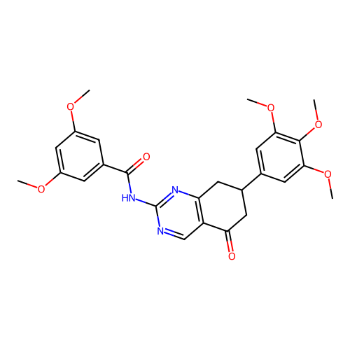 3,5-dimethoxy-N-[5-oxo-7-(3,4,5-trimethoxyphenyl)-5,6,7,8-tetrahydroquinazolin-2-yl]benzamide structure