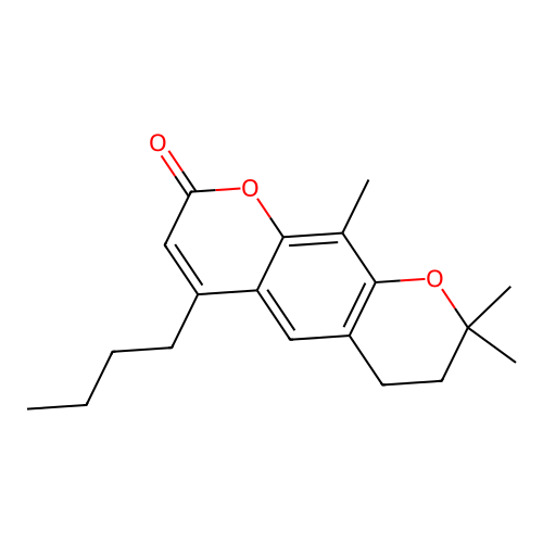 4-butyl-8,8,10-trimethyl-7,8-dihydro-2H,6H-pyrano[3,2-g]chromen-2-one structure