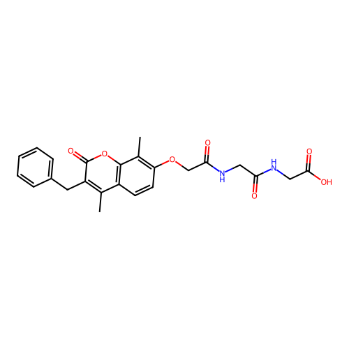 N-{[(3-benzyl-4,8-dimethyl-2-oxo-2H-chromen-7-yl)oxy]acetyl}glycylglycine structure