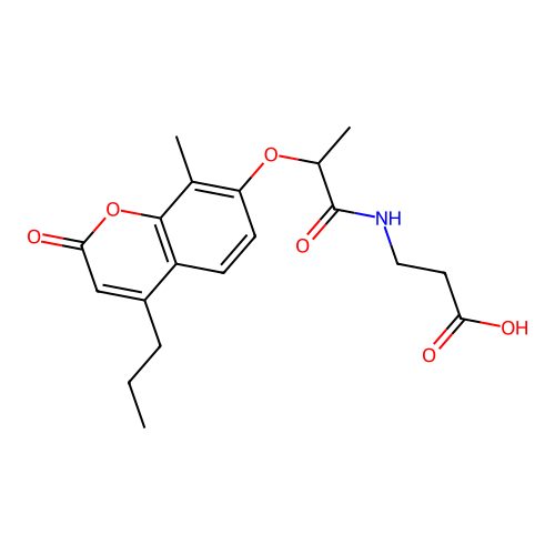 N-{2-[(8-methyl-2-oxo-4-propyl-2H-chromen-7-yl)oxy]propanoyl}-beta-alanine structure