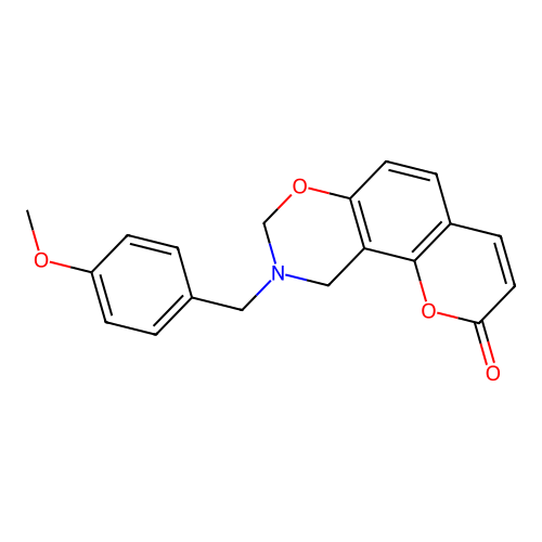 9-(4-methoxybenzyl)-9,10-dihydro-2H,8H-chromeno[8,7-e][1,3]oxazin-2-one structure