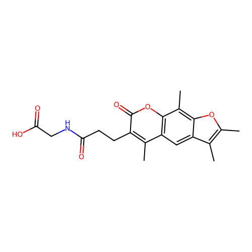 2-(3-(2,3,5,9-tetramethyl-7-oxo-7H-furo[3,2-g]chromen-6-yl)propanamido)acetic acid structure