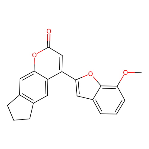 4-(7-methoxybenzofuran-2-yl)-7,8-dihydrocyclopenta[g]chromen-2(6H)-one structure