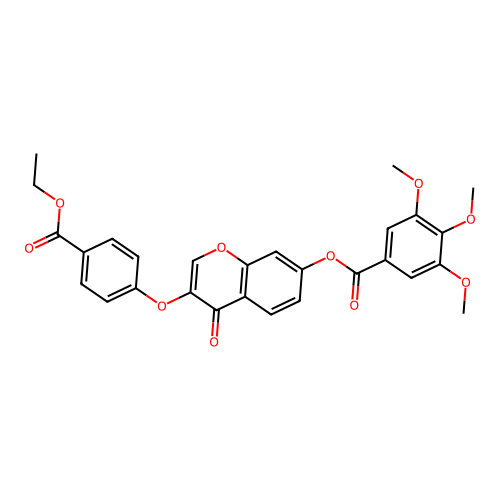 3-[4-(Ethoxycarbonyl)phenoxy]-4-oxochromen-7-yl 3,4,5-trimethoxybenzoate structure