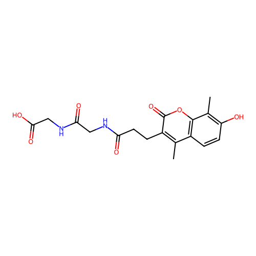 N-[3-(7-hydroxy-4,8-dimethyl-2-oxo-2H-chromen-3-yl)propanoyl]glycylglycine structure